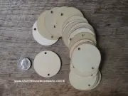 25 count 2 inch wood 2 HOLE TAG CIRCLE shapes DIY two inch wooden coin craft