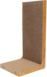 50cm L Shape Cat Scratch Pad Wall Mounted, Large Cat Scratcher Cats Scratching Cardboard, Protecting Furniture Cat Scratching Board Pads, Brown