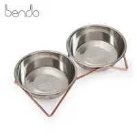 在飛比找蝦皮商城優惠-Bendo 更靚雙貓碗 毛小孩 寵物碗 寵物碗架 紅銅架+不