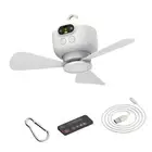 Fan with Light USB Rechargeable White for Dorm Study Room