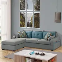 在飛比找ETMall東森購物網優惠-Boden-緹米L型灰色布面獨立筒沙發組-附抱枕(三人座+收