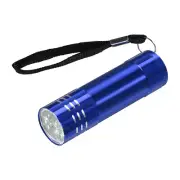 Mini 9 LED Aluminum Flashlight with Lanyard AAA Battery Not Included Blue