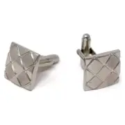 Men's PlatinumPlated Silver Diamond Print Cufflinks in Gift Box
