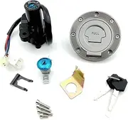 Motorbike Ignition for YZF R1 2002-2003 2007-2010 R6 2004 2006-2013 for FJR1300 FZ6 Motorcycle Ignition Switch Fuel Gas Tank Cap Seat Lock Keys Ignition Switch(Full Set Lock)