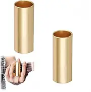 Ai-OUMLEEF 2pcs Guitar Slides Set, Guitar Slide, Slide Guitar Slider for Electric Guitar Bass Accessories Clear Slides Clear Guitar Slide Glass Bottleneck Glass Guitar Slide (gold)