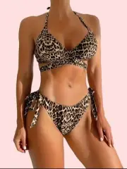 Women Leopard Bikini Set Swimwear Ladies Wire-free Bathing Suit Medium