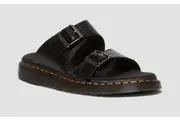 Dr. Martens Josef Analine Leather Slide Sandals Buckle Strap Comfort Footbed in Black - UK 11