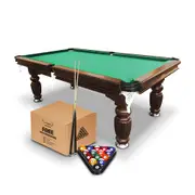 A Man & His Cave Classic 8ft Slate Pool/Billiards Table/Balls Walnut/Green Felt