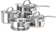Chasseur Le Cuivre Saucepan and Steamer 4-Piece Set, Stainless Steel/Copper (19879)