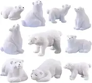 10 Pcs Mini Ocean Animal Polar Bear Models, Arctic Realistic Bear Miniature Figurines Collection Playset, Easter Eggs Cake Toppers Christmas Birthday Gift