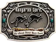 [JEAN'S FRIEND] Vintage Silver Go Ahead Never Back Down Australia Kangaroo Belt Buckle