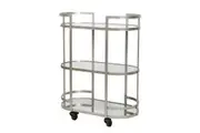 Amalfi Arden Bar Cart Kitchen Wine Alcohol Serving Drinks Trolley Antique Silver