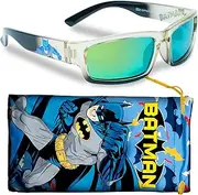 [Sun-Staches] DC Batman Black Tinted Sports Wrap Kids Sunglasses - Stylish & Durable UV-Protective Sunglasses - Officially Licensed