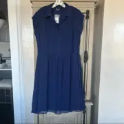 City Chic Navy Pleated Front Dress NEW Plus Size 16