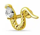 Snake Piercing Bar Tragus CZ Gem 16 gauge Labret Gold Surgical Steel Cartilage