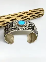 Richard Singer Sleeping Beauty Storyteller Bracelet - Navajo Sterling Silver