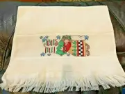 COMPLETED CROSS STITCH CHRISTMAS FINGERTIP TOWEL ANGEL JOYOUS NOEL OFF WHITE NEW