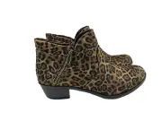 Sun Stone Women Block Heel Ankle High Bootie Brown Leopard 7.5M (lot 1173)