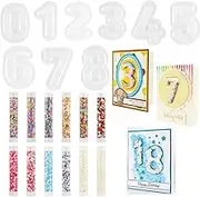 66Pcs/Set Number 0-8 3D Shaker Covers Blisters Domes and Polymer Clay Embellishments Set for Shaker Cards Making Puffy Shaker Covers to Add Dimension Shaker Card Scrapbook DIY Art Crafts Making