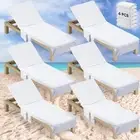 6 Pcs Cotton Beach Chair Cover Soft Lounge Chair Towel Sunbathing Travel Chai...
