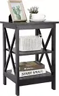 Nightstand Sofa Side Table End Table with 3-Tier Storage Shelf for Living Room,