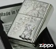 Zippo Cat kitten Heart Ash Gray Metal Etching Oil Lighter Regular Case Japan