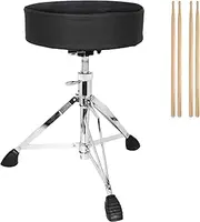 PFUGMU Adjustable Drum Throne,Heavy Duty Double Braced Swivel Drum Stool Round,Saddle Drum Seat,Thick Padded Drum Chair