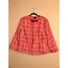 Talbots Clueless Professional Office Business Pink White Plaid Tweed Blazer