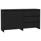 2 Piece Sideboard Black Engineered Wood Wood Sideboards & Buffets