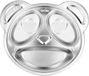 Grcfumo Food Divided Plate, Panda Shaped Kids Food Plate, 304 Stainless Steel Divided Tableware for Home, Kindergarten, School