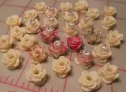 25 Vintage Plastic Flowers With Hole Ivory Beige Occupied Japan 11mm Sample Pack