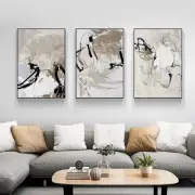 Home Decor Print Paper Canvas Wall Art Modern Abstract Beige 3 sets Poster