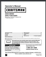 Craftsman 6000 Zero Turn Mower 247.27775 SERIES Operator's Manual 69 pages