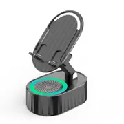 Wireless Induction Audio Bluetooth Speaker 5in1 Phone Holder Emergency Rechargeable with Colorful Ambient Light, Gifts for Men Women (Black)
