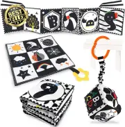 3 Pcs Black & White Baby Toys, Montessori Sensory Soft Book, Tummy Time Gifts