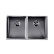 AGUZZO Stainless Steel Kitchen Sink - 820mm Double Bowl - Gunmetal Grey - Top/Under Mount