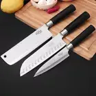 Black Steel Cleaver Chef Fruit Pairing Knives Set Chop Cut Japanese Knife Handle