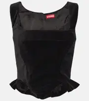 [Staud] Staud Lorelai cotton velvet bustier top AU 4 black