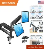 Adjustable Dual Monitor Stand - Gas Spring Mount for 13-32 Inch Screens, VESA...