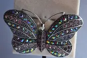 KIRKS FOLLY BUTTERFLY PURPLE CRYSTAL PIN IN SILVER TONE