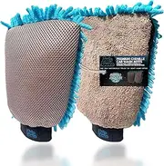 Sudz Budz® Premium Microfibre Chenille Car Washing Mitt 2 Pack | 2-in-1 Double-Sided Scrubber and Fleece Mitts. Soft, Durable, No Scratch, Lint-Free Washing and Detailing for Exterior Car Care