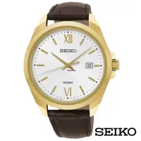 在飛比找momo購物網優惠-【SEIKO 精工】輕躍大道煥金皮革男錶(SUR284P1)