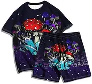 [DSAoTeng] Summer Men's Mushrooms 3D Printed T-shirt and Shorts Set Hip Hop Two Piece Set Tracksuit Casual Sport Suit