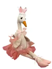 Shelf Sitter BALLERINA SWAN Figure Decor W/Crystals Fabric NWT