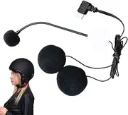 Helmet Microphone and Speaker - Motorbike Helmet Microphone,Noise-Cancelling High-Definition Half-Face Waterproof Type-C Plug Headphones for Interviews Vlogging