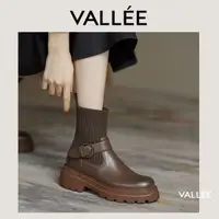 在飛比找蝦皮商城精選優惠-【VALLEE】✨現貨真皮女鞋✨真皮舒適！新款馬丁靴女配裙子