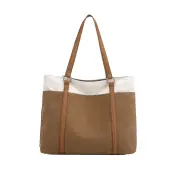 Women Tote Bag for Work Travel Canvas Laptop Handbag Shoulder Bag Brown