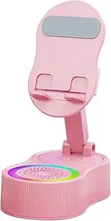 Cell Phone Stand | Cell Phone Desk Holder Stand | Adjustable Portable RGB Dock with Microphone Speaker for Travel Car Airplane Bedroom Dorm Recording Video Call