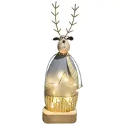 LVD Metal/MDF Rustic Reindeer w/ Star Light Christmas Home Decor 31x10.5cm