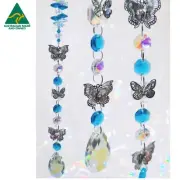 Long Blue Butterfly Suncatcher gift for her mum , handmade crystal suncatchers